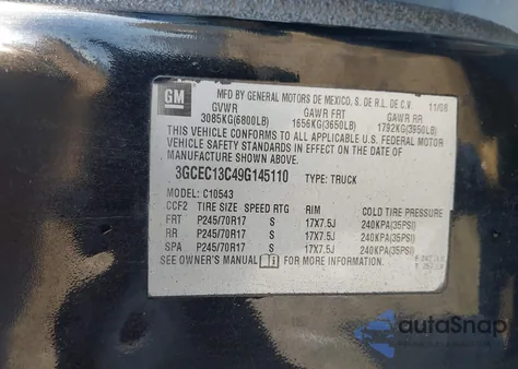 2009 Chevrolet Silverado 1500 Ls z USA, uszkodzony, nr VIN 3GCEC13C49G145110